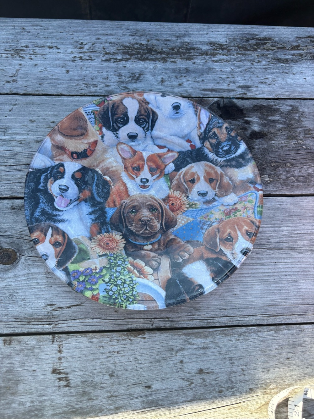Colorful Puppy Pattern Ceramic Dog Bowl - Multi-Color
